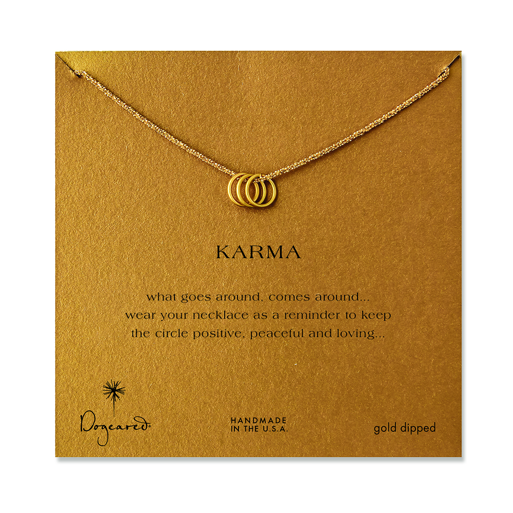 Dogeared Triple Karma Ring Necklace - Gold Dipped 18" - Picture 1 of 1